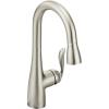Moen Arbor Spot Resist Stainless One-Handle Pulldown Bar Faucet Featuring Reflex, Single Hole Kitchen Sink Faucet, 5995SRS(Spot Resist Stainless)