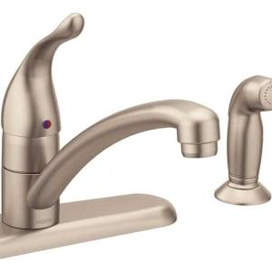 Moen 7430SRS Chateau One-Handle Low-Arc Kitchen Faucet with Side Sprayer, Spot Resist Stainless