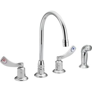 Moen 8244 Commercial M-Dura Kitchen Faucet with Side Spray with 4-Inch handles 2.2 gpm, Chrome