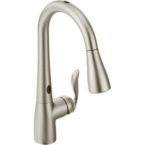 Moen Arbor Spot Resist Stainless Motionsense Two-Sensor Touchless Kitchen Faucet Featuring Power Clean, One-Handle Kitchen Sink Faucets with Pull Down Spray Head, 7594ESRS(Stainless)