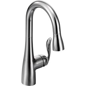 Moen Arbor Spot Resist Stainless One-Handle Pulldown Bar Faucet Featuring Reflex, Single Hole Kitchen Sink Faucet, 5995SRS(Chrome)