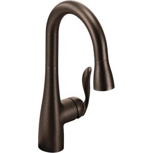 Moen Arbor Spot Resist Stainless One-Handle Pulldown Bar Faucet Featuring Reflex, Single Hole Kitchen Sink Faucet, 5995SRS(Oil Rubbed Bronze)