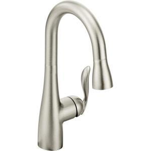 Moen Arbor Spot Resist Stainless One-Handle Pulldown Bar Faucet Featuring Reflex, Single Hole Kitchen Sink Faucet, 5995SRS(Spot Resist Stainless)