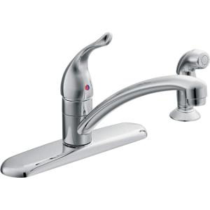 Moen Chateau Chrome Single Handle 4-Hole Kitchen Faucet with Protege Side Spray, 67430(Chrome)
