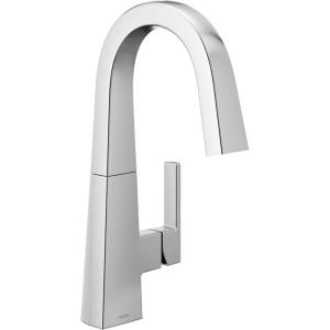 Moen Nio Spot Resist Stainless One-Handle Bar Faucet, Includes Secondary Finish Handle Option, S55005SRS(Chrome)