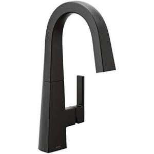Moen Nio Spot Resist Stainless One-Handle Bar Faucet, Includes Secondary Finish Handle Option, S55005SRS(Matte Black)