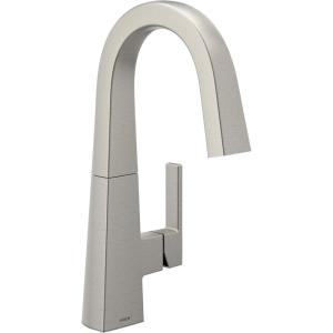Moen Nio Spot Resist Stainless One-Handle Bar Faucet, Includes Secondary Finish Handle Option, S55005SRS(Spot Resist Stainless)