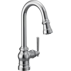 Moen S52003BL Paterson One-Handle Pulldown Bar Faucet with Power Clean, Includes Interchangeable Handle, Matte Black(Chrome)
