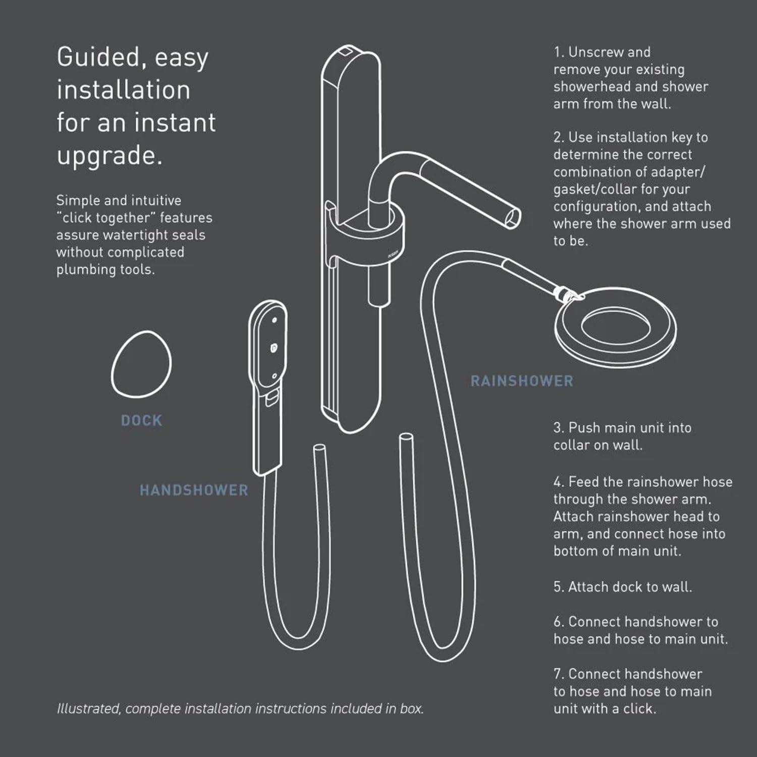 image:imageMoen N207C0CH Spa Shower including Rainshower Handshower and Magnetic Dock ChromeWhiteMatte BlackChrome