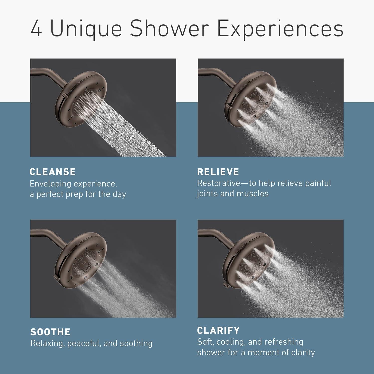 image:imageMoen N400R0ORB Quattro Rainshower Showerhead with Four Unique Shower Experiences Oil Rubbed Bronze