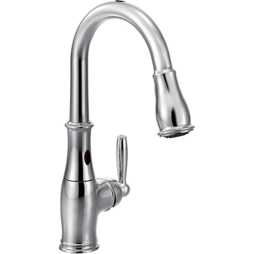 image:imageMoen 7185EC Brantford Motionsense TwoSensor Touchless OneHandle High Arc Pulldown Kitchen Faucet Featuring Reflex Chrome