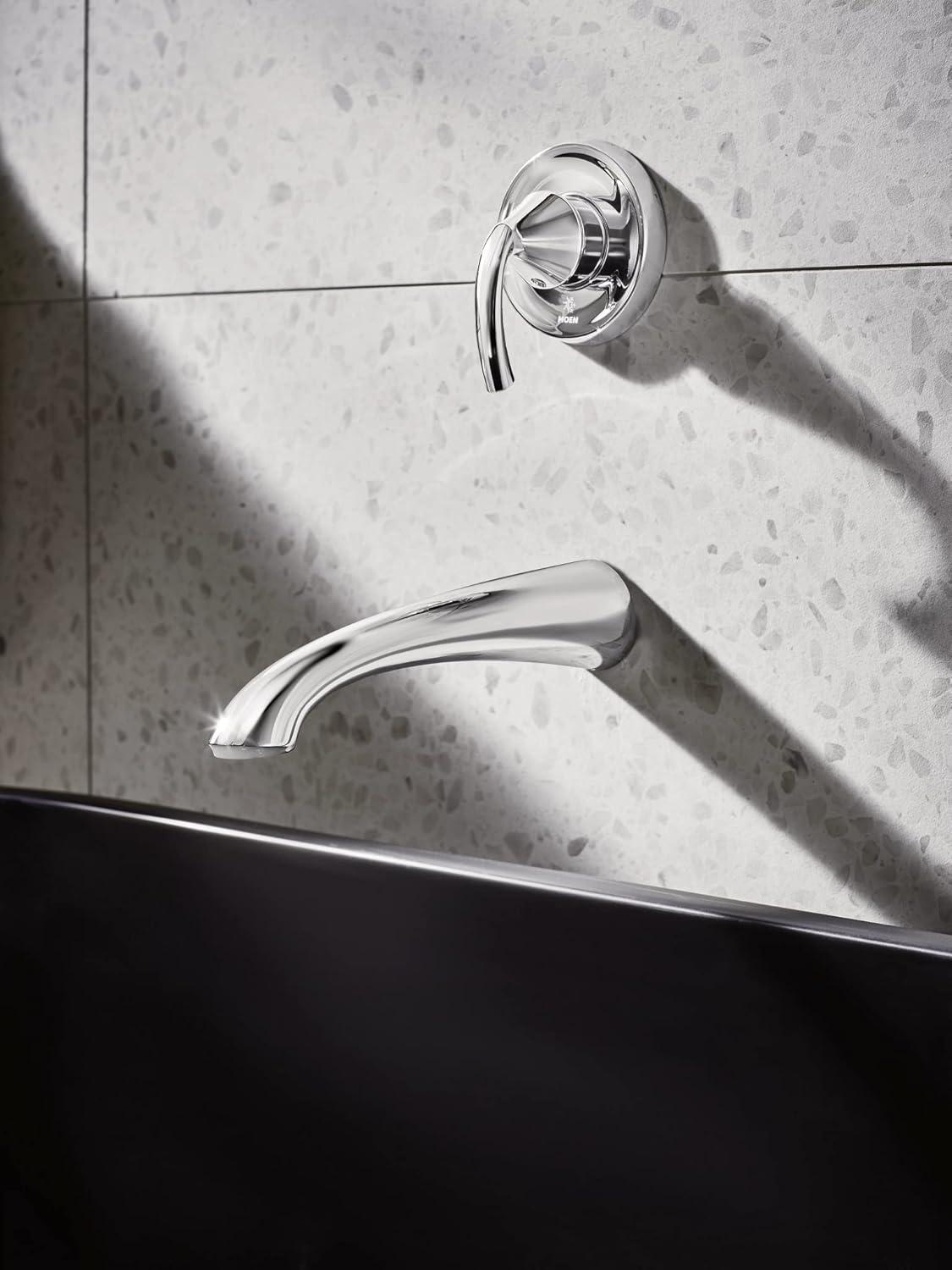 image:imageGlyde Chrome Single Handle Wall Mount Tub Filler High Flow Tub Faucet with 10 Spout Reach WT371
