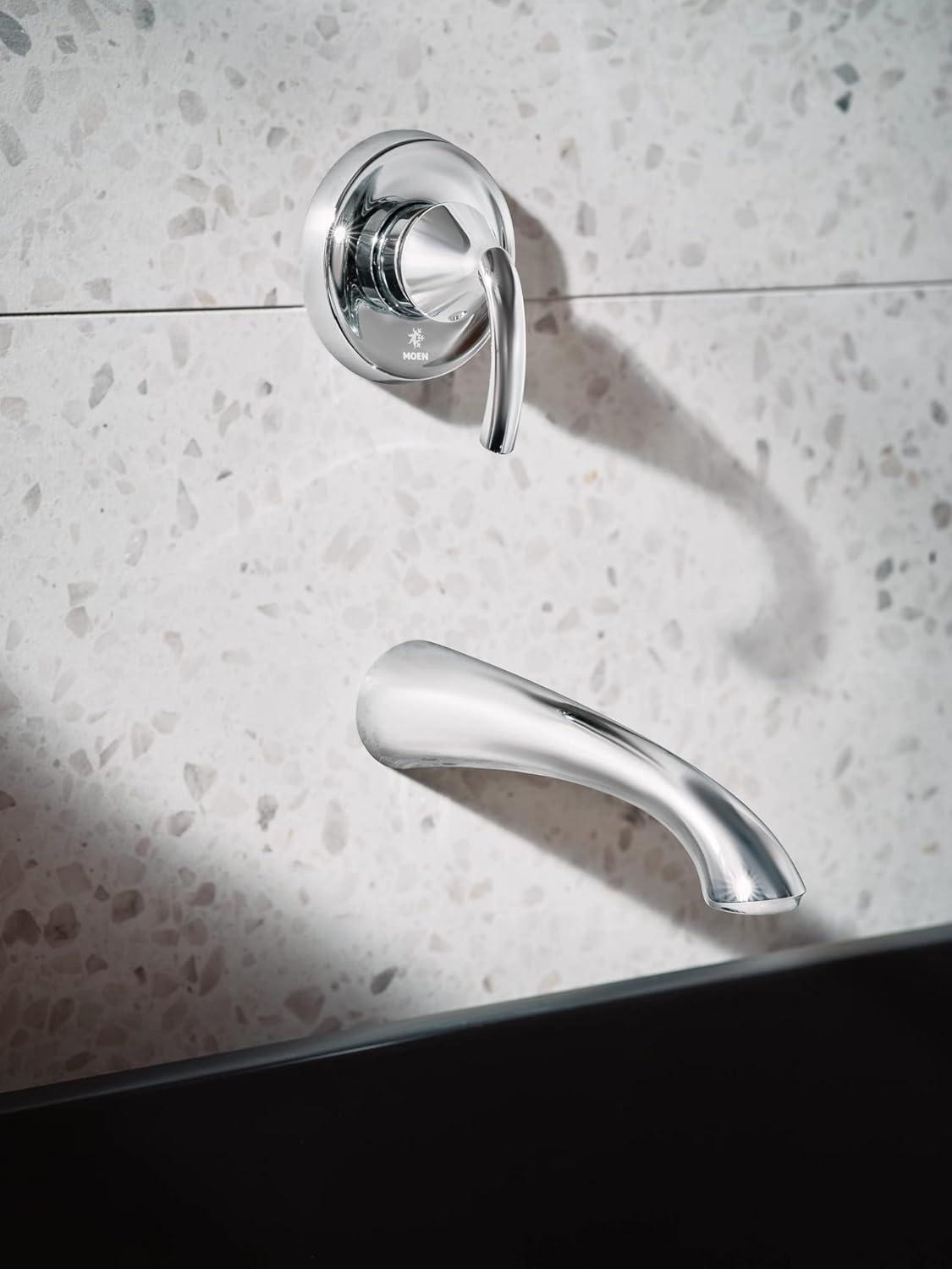 image:imageGlyde Chrome Single Handle Wall Mount Tub Filler High Flow Tub Faucet with 10 Spout Reach WT371