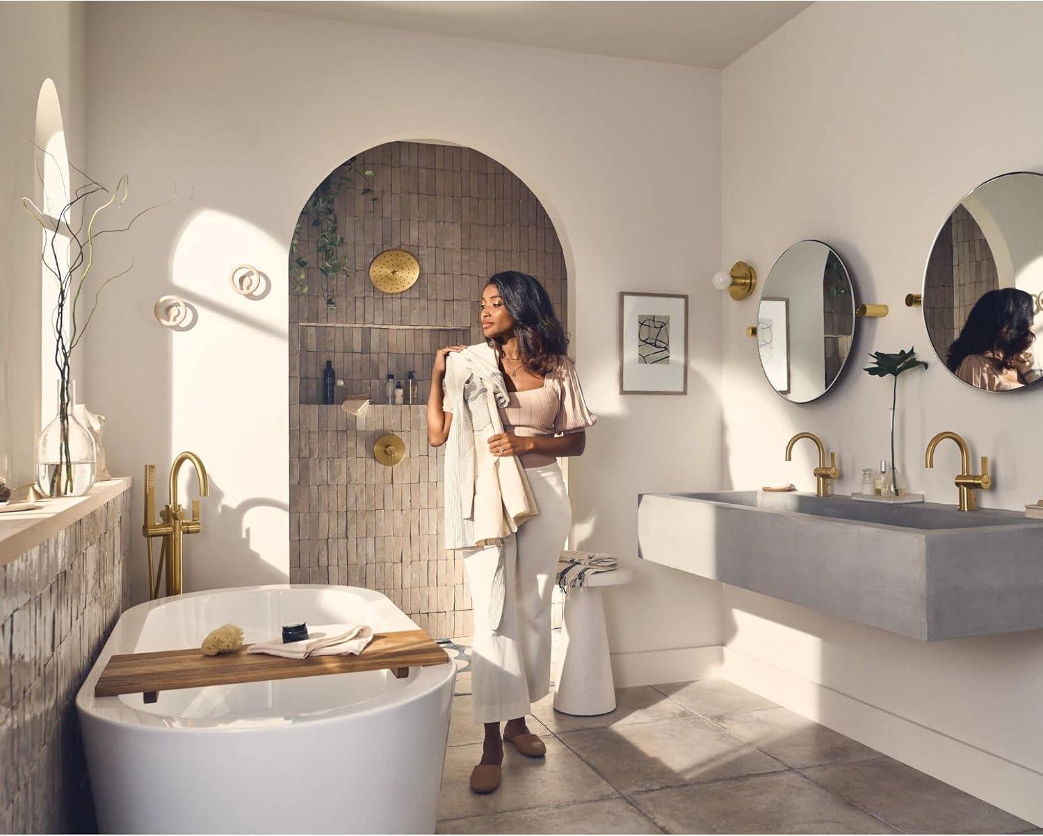 image:imageMoen 615BL Cia One Handle Freestanding Floor Mount Tub Filler with Hand Shower Matte BlackMatte Black