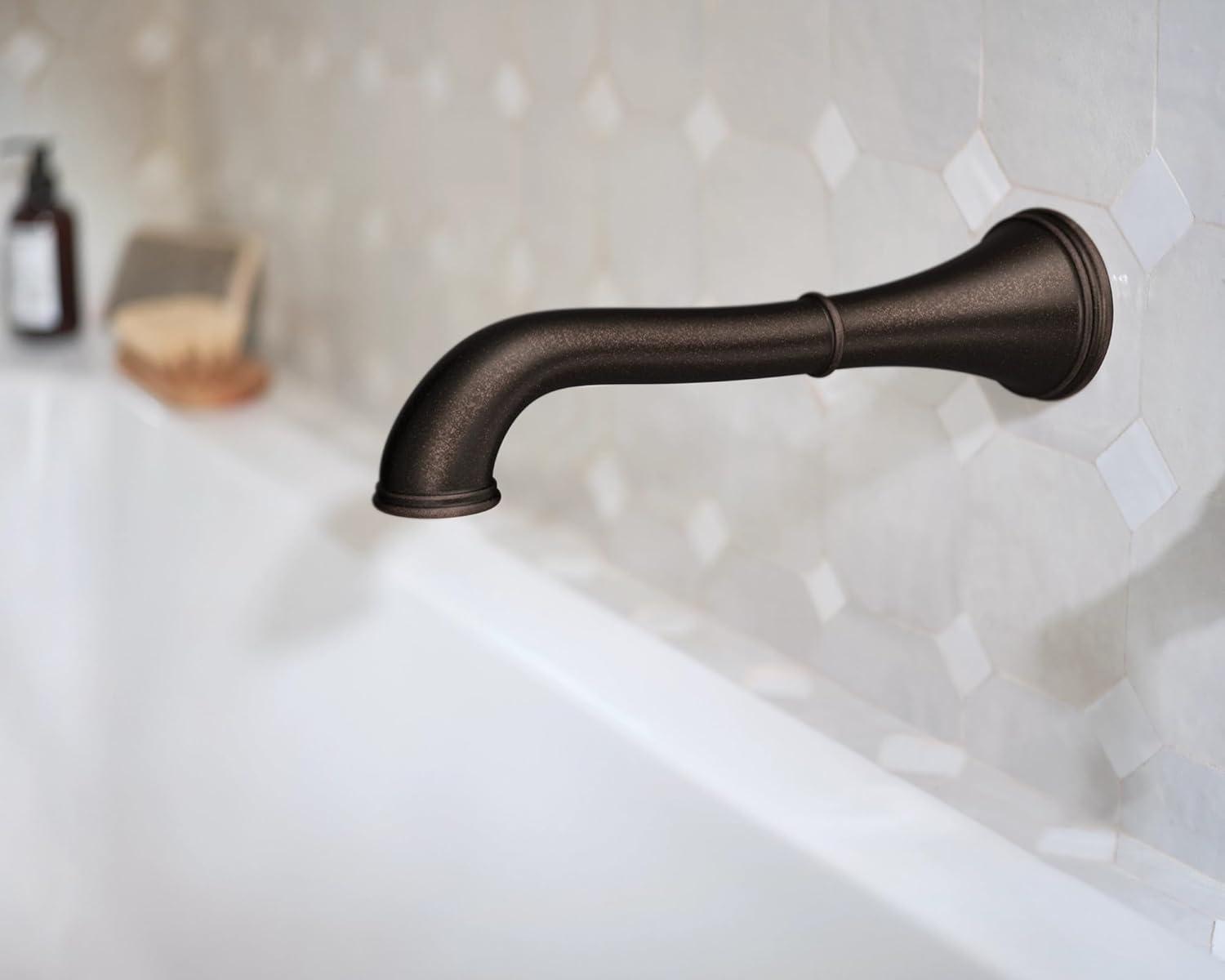 image:imageMoen Dartmoor Oil Rubbed Bronze Single Handle Wall Mount Tub Filler High Flow Tub Faucet with 10 Spout Reach WT681ORBBrushed Nickel