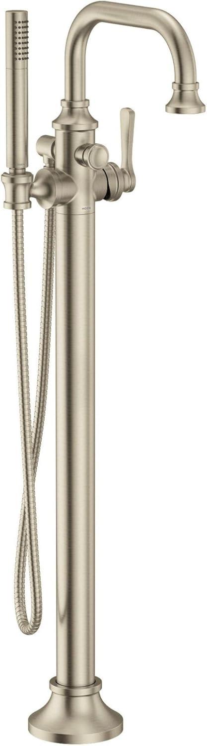 image:imageMoen S44507BN Colinet OneHandle Traditional Freestanding Floor Mount Tub Filler with Handshower Brushed NickelBrushed Nickel