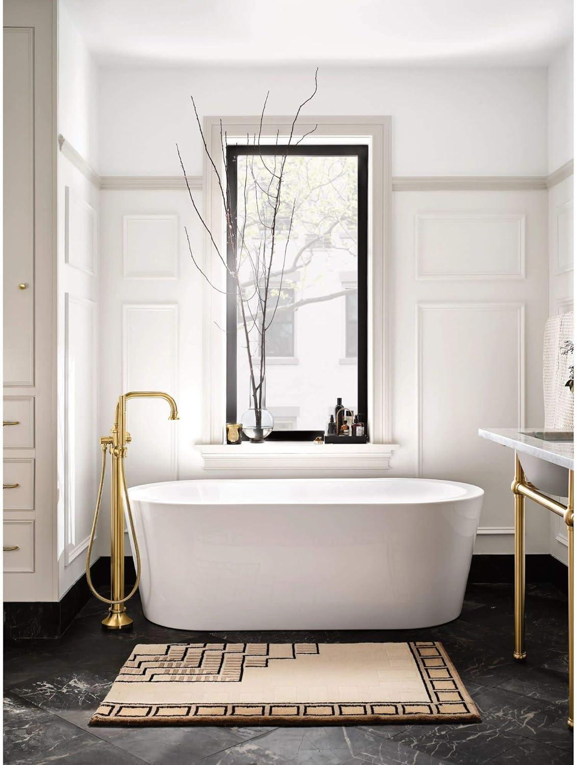 image:imageMoen S44507BN Colinet OneHandle Traditional Freestanding Floor Mount Tub Filler with Handshower Brushed NickelMatte Black