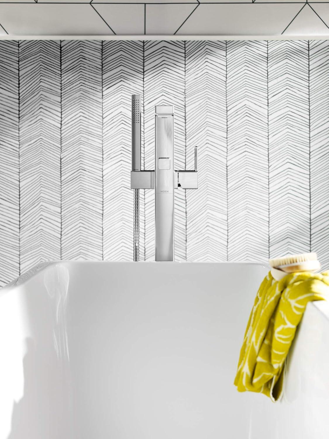 image:imageMoen S905 90 Degree OneHandle Freestanding Floor Mount Tub Filler with Handshower ChromeChrome