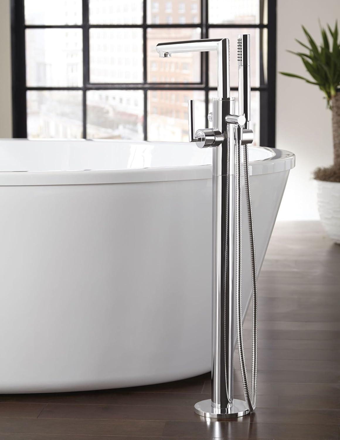 image:imageMoen S93005 Arris OneHandle Modern Freestanding Floor Mount Tub Filler with Handshower ChromeChrome