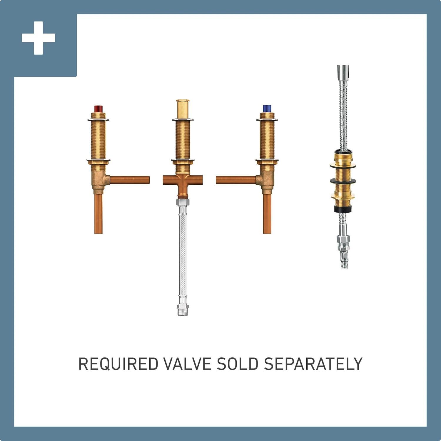 image:imageMoen T394BG Align 2Handle Deck Mount Modern Roman Tub Faucet Trim Kit with Single Function Handshower 4hole Bathtub Faucets with Hand Shower Wand and Tub Spout Valve Required Brushed GoldBrushed Gold