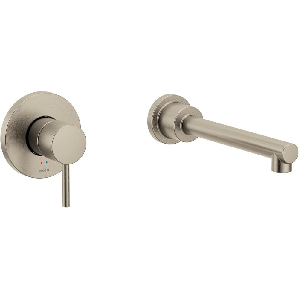 image:imageAlign Brushed Nickel Single Handle Wall Mount Tub Filler High Flow Tub Faucet with 10 Spout Reach WT391BN