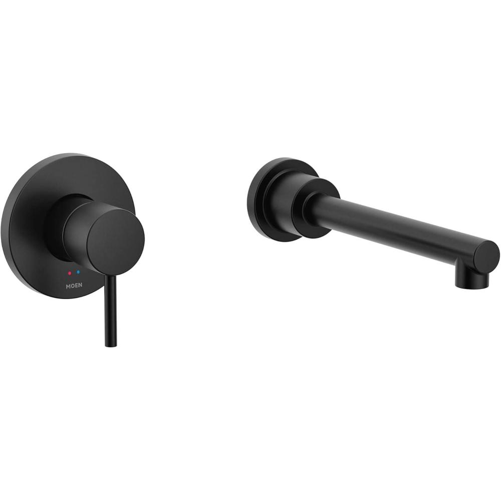 image:imageAlign Matte Black Single Handle Wall Mount Tub Filler High Flow Tub Faucet with 10 Spout Reach WT391BL