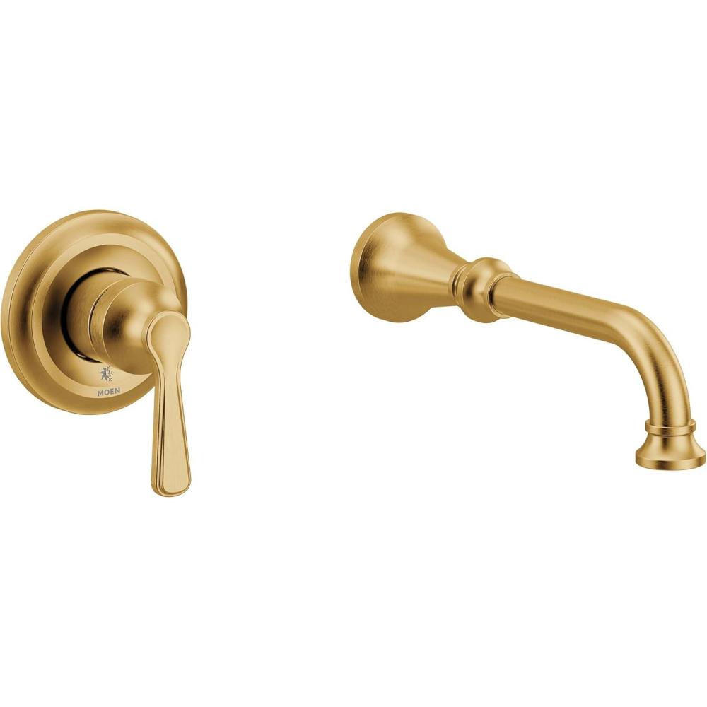 image:imageColinet Brushed Gold Single Handle Wall Mount Tub Filler High Flow Tub Faucet with 10 Spout Reach WTS44501BG