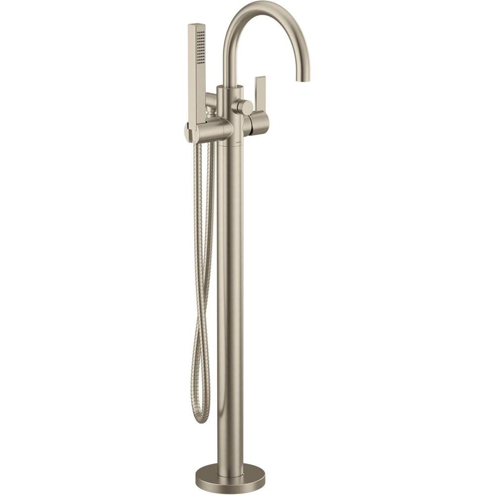 image:imageMoen 615BL Cia One Handle Freestanding Floor Mount Tub Filler with Hand Shower Matte BlackBrushed Nickel