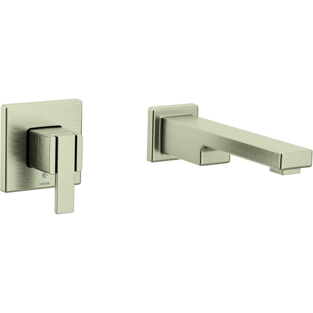 image:imageMoen 90 Degree Brushed Nickel Single Handle Wall Mount Tub Filler High Flow Tub Faucet with 10 Spout Reach WTS911BN