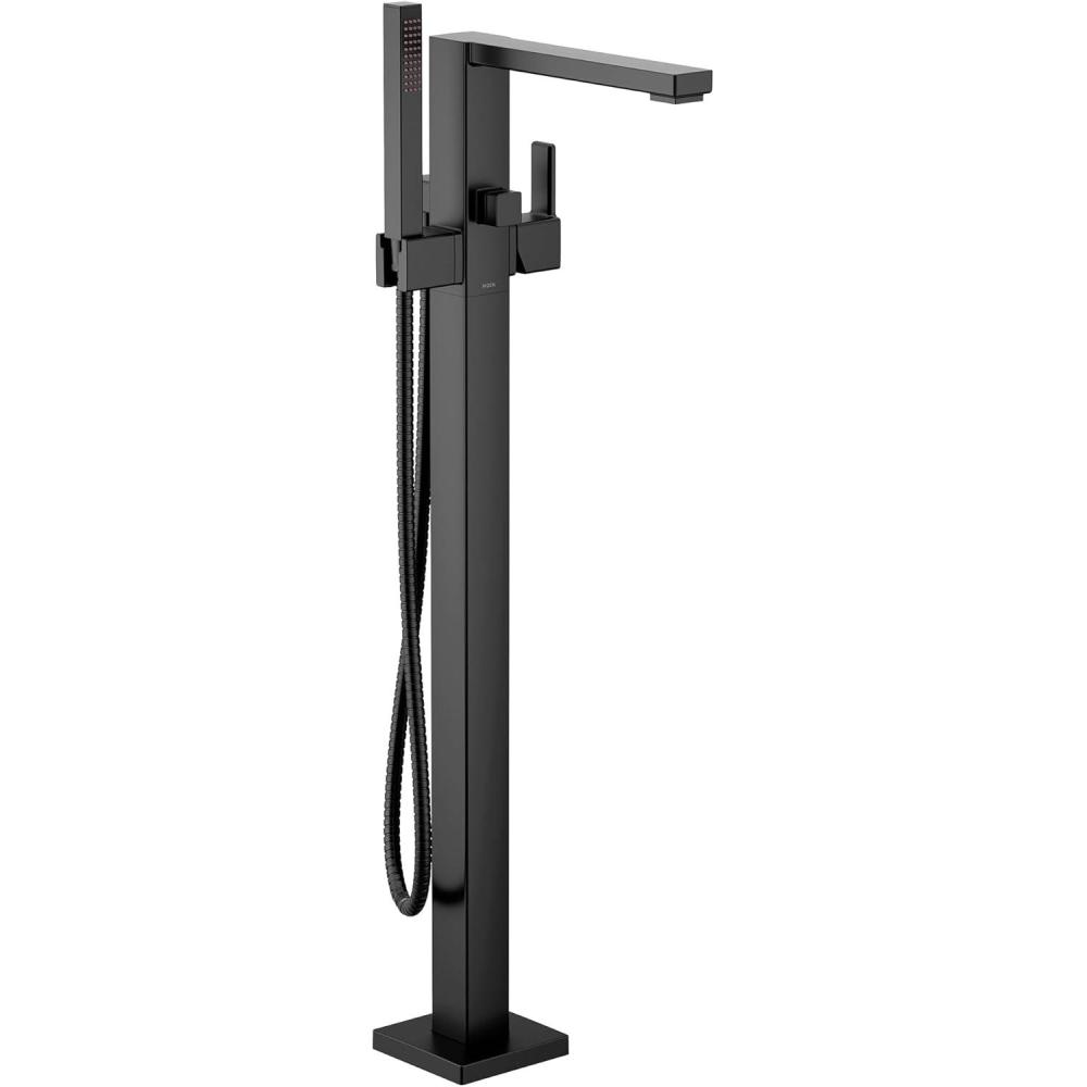 image:imageMoen 90 Degree Matte Black OneHandle Freestanding Floor Mount Tub Filler with Handshower S905BL