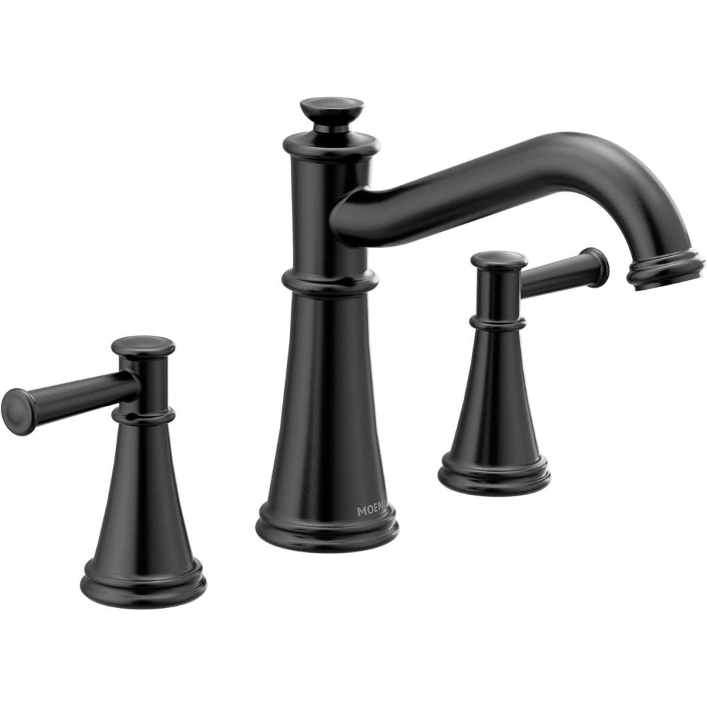 image:imageMoen Belfield Matte Black TwoHandle Deck Mount Roman Tub Faucet Trim Kit Valve Required T9023BL