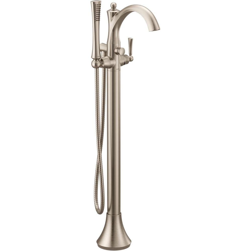image:imageMoen Brushed Nickel Wynford OneHandle Freestanding Floor Mount Tub Filler with Handshower Includes Interchangeable Handle 655BNBrushed Nickel