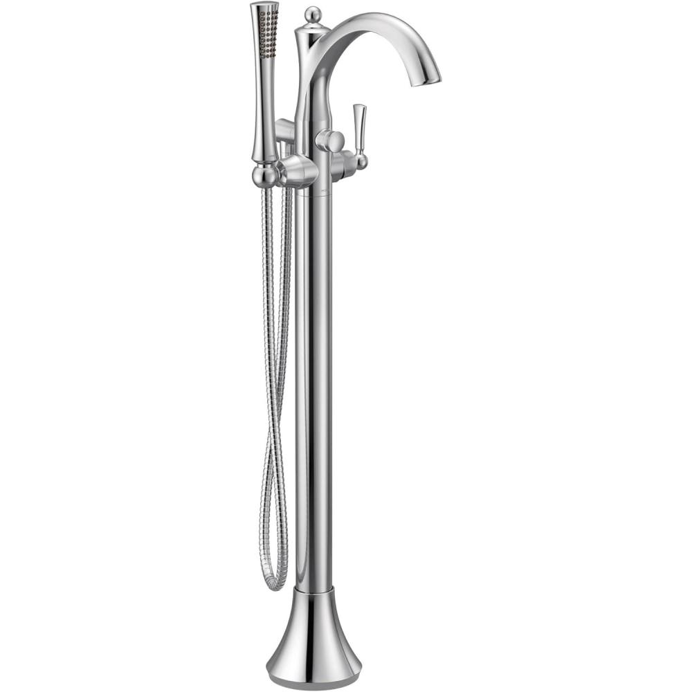 image:imageMoen Brushed Nickel Wynford OneHandle Freestanding Floor Mount Tub Filler with Handshower Includes Interchangeable Handle 655BNChrome