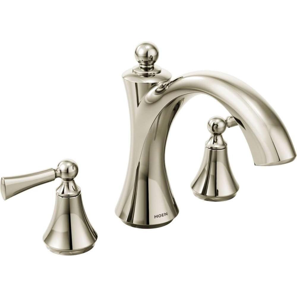 image:imageMoen T653ORB Wynford TwoHandle Non Diverter Roman Tub Faucet Oil Rubbed BronzePolished Nickel