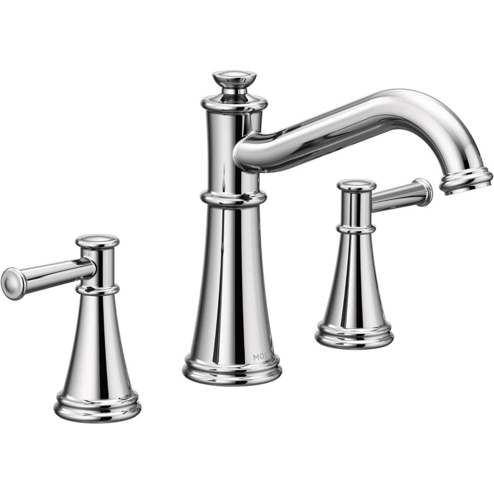 image:imageMoen T9023NL Belfield TwoHandle Deck Mounted Roman Tub Faucet Valve Required Polished NickelChrome