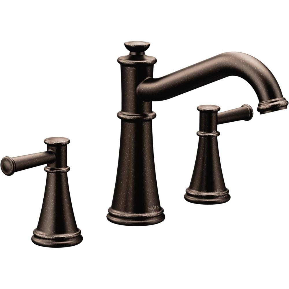 image:imageMoen T9023NL Belfield TwoHandle Deck Mounted Roman Tub Faucet Valve Required Polished NickelOil Rubbed Bronze