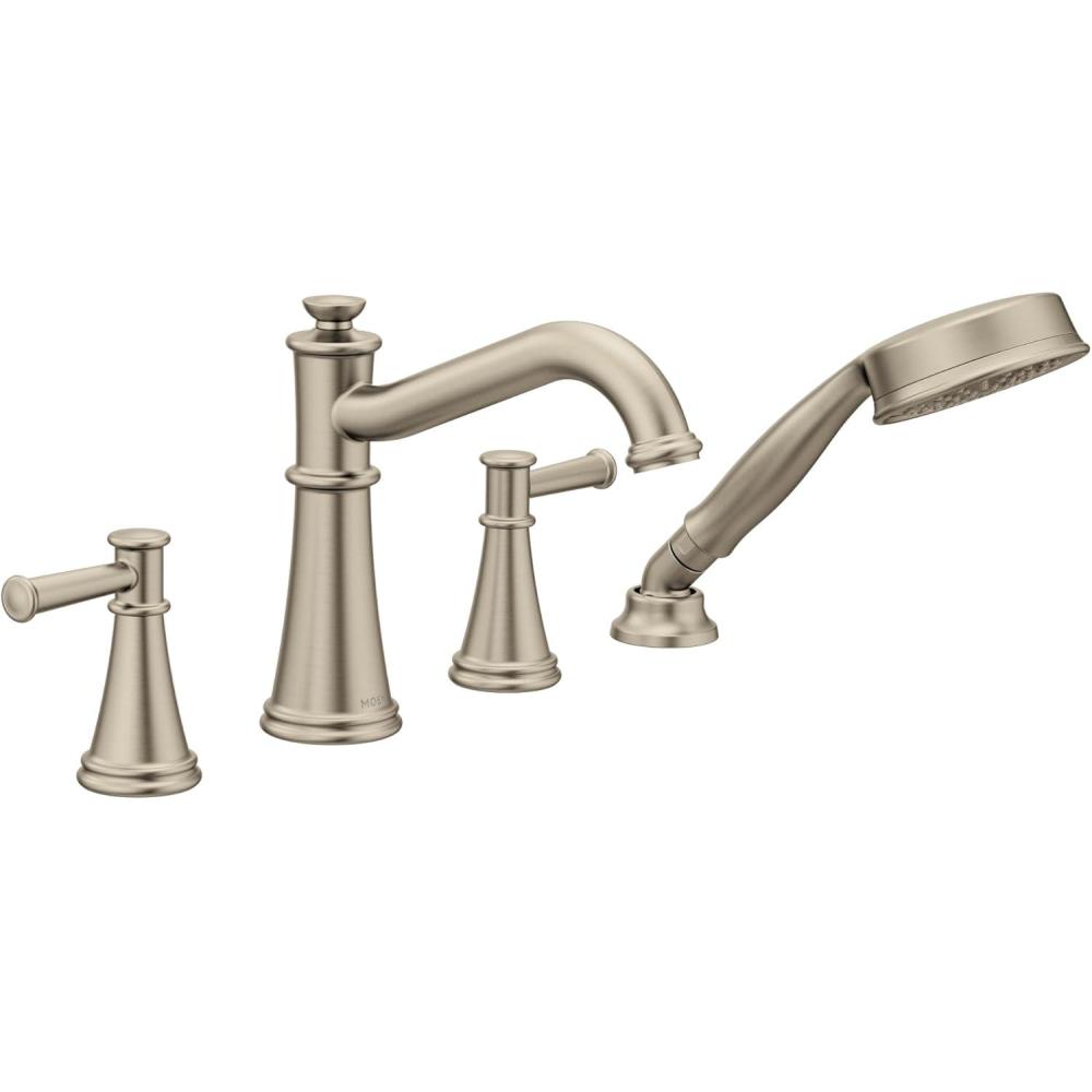 image:imageMoen T9024NL Belfield Roman Tub Faucet Trim Kit with Handshower Polished NickelBrushed Nickel