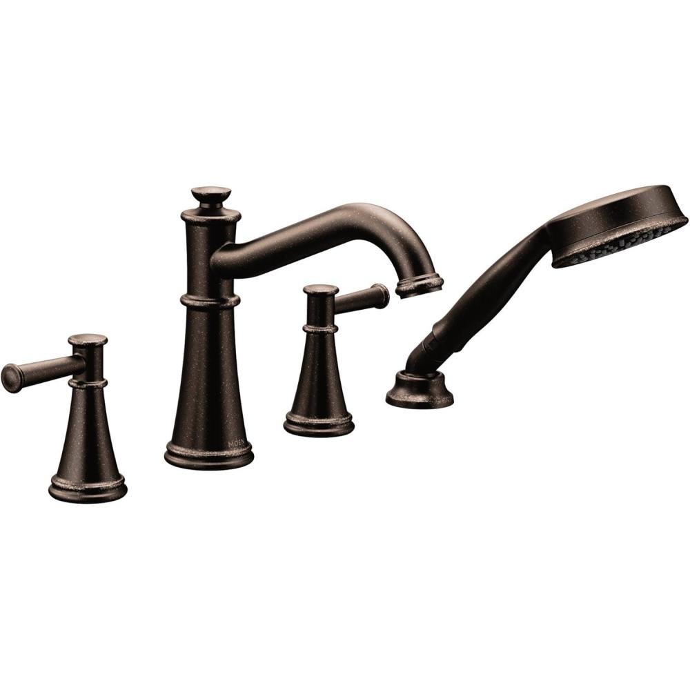 image:imageMoen T9024NL Belfield Roman Tub Faucet Trim Kit with Handshower Polished NickelOil Rubbed Bronze