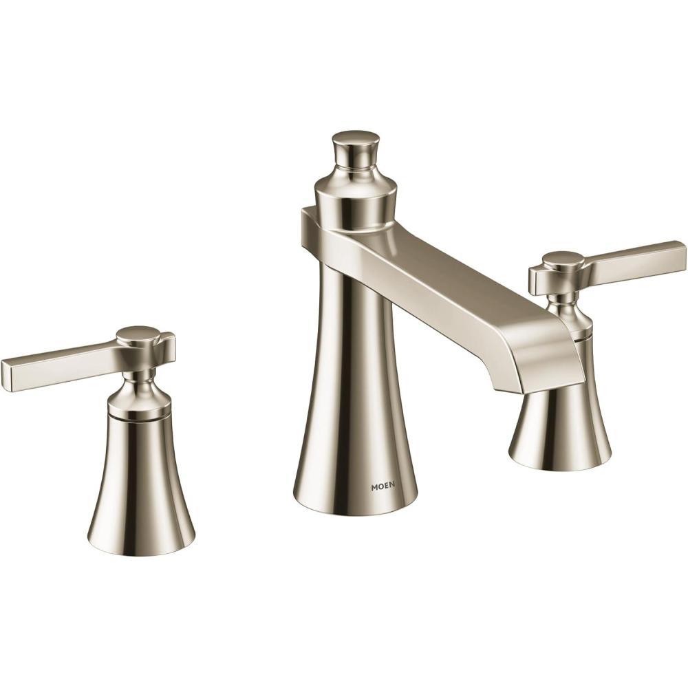 image:imageMoen TS926NL Flara 2Handle Deck Mount Lever Handle Roman Tub Faucet Trim Kit Valve Required Polished Nickel