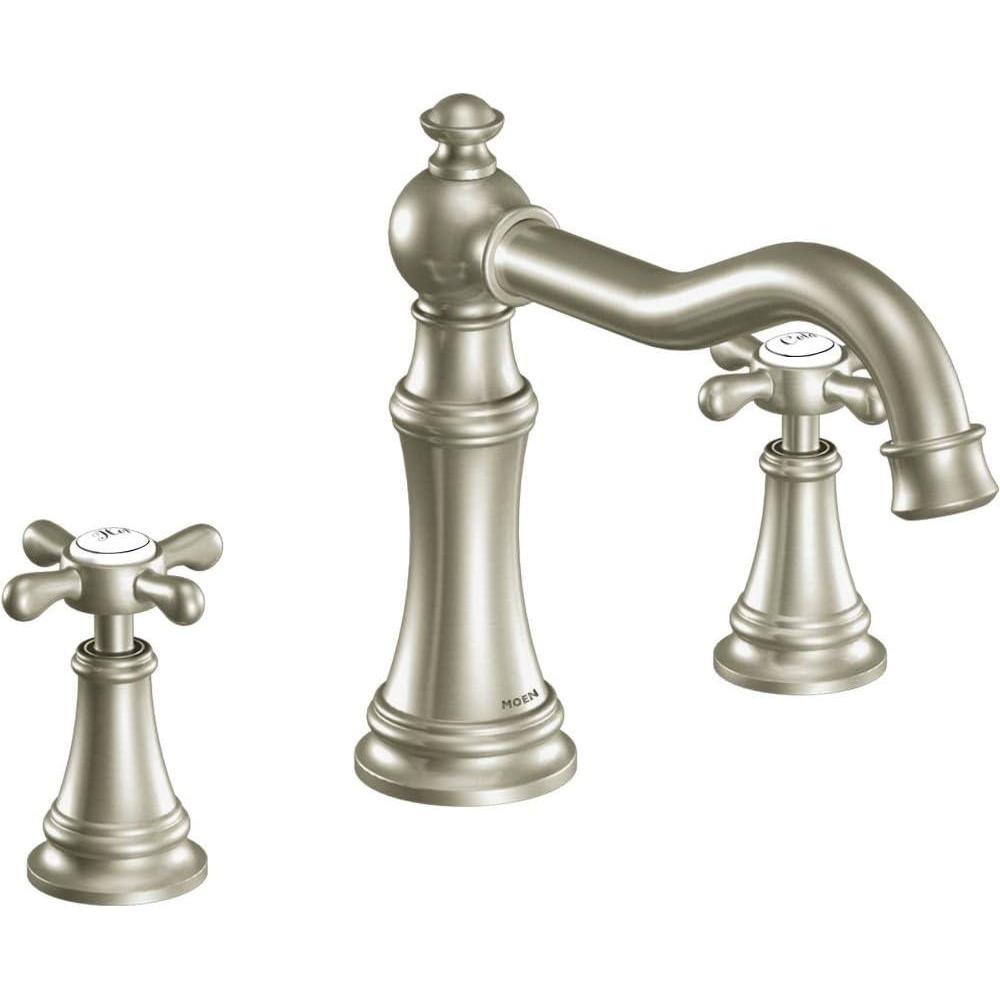 image:imageMoen Ts22101Bn Weymouth TwoHandle High Arc Roman Tub Faucet Trim only Brushed NickelBrushed Nickel