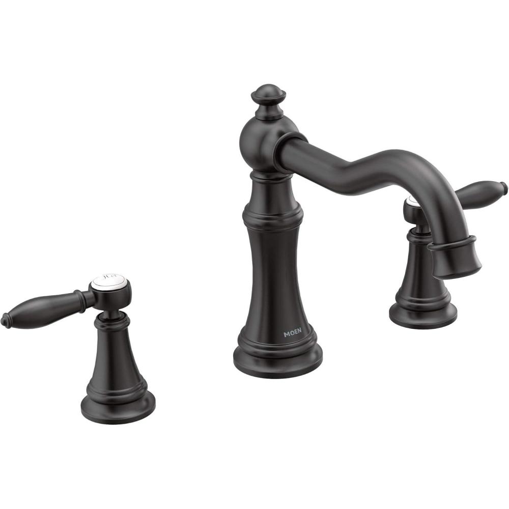 image:imageMoen Ts22103Bn Weymouth TwoHandle High Arc Roman Tub Faucet Brushed NickelMatte Black
