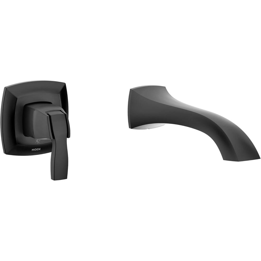 image:imageMoen WT691BL Voss Single Handle Wall Mount Tub Filler High Flow Tub Faucet with 10 Spout Reach