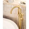 Moen 615BL Cia One Handle Freestanding Floor Mount Tub Filler with Hand Shower, Matte Black(Brushed Gold)