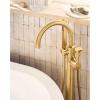 Moen 615BL Cia One Handle Freestanding Floor Mount Tub Filler with Hand Shower, Matte Black(Matte Black)