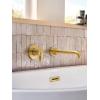 Moen Cia Brushed Gold Single Handle Wall Mount Tub Filler High Flow Tub Faucet with 10″ Spout Reach, WT6221BG