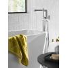 Moen S905 90 Degree One-Handle Freestanding Floor Mount Tub Filler with Handshower, Chrome(Brushed Nickel)