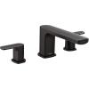 Moen T935 Rizon Two-Handle Deck Mount Modern Roman Tub Faucet Trim, Valve Required, Chrome(Matte Black)