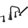 Moen TS44504BL Colinet Two Handle Deck-Mount Roman Tub Faucet Trim with Lever Handles and Handshower, Valve Required, Matte Black(Matte Black)