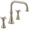 Moen TS44505BN Colinet Two Handle Deck-Mount Roman Tub Faucet Trim with Cross Handles, Valve Required, Brushed Nickel(Brushed Nickel)