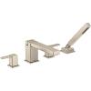 Moen TS914BN 90 Degree Two-Handle Deck Mount Roman Tub Faucet Trim Kit, Valve Required, Including Single Function Handshower, Brushed Nickel